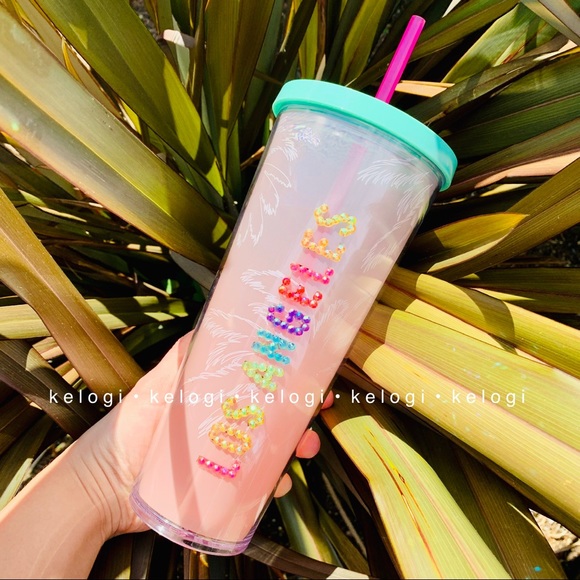 Starbucks Other - 🌈NEW🌈Starbucks Custom Rainbow Bedazzled Bling Iridescent Los Angeles Tumbler